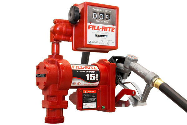 Picture of FILL-RITE FR1211H 12V 15 GPM FUEL TRANSFER PUMP (MANUAL NOZZLE, DISCHARGE HOSE, MECHANICAL GALLON METER, SUCTION PIPE)